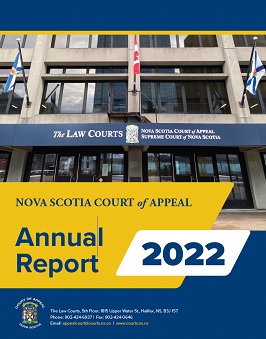 Cover of an annual report showing the front of the Law Courts building. 